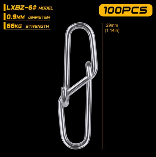 100 stk/parti diamant snap fisketønde drejelig sikkerheds snap forbindelse dreje snap 0#-6#  swivels fiskegrej tilbehør værktøj: Størrelse 6-100 stk