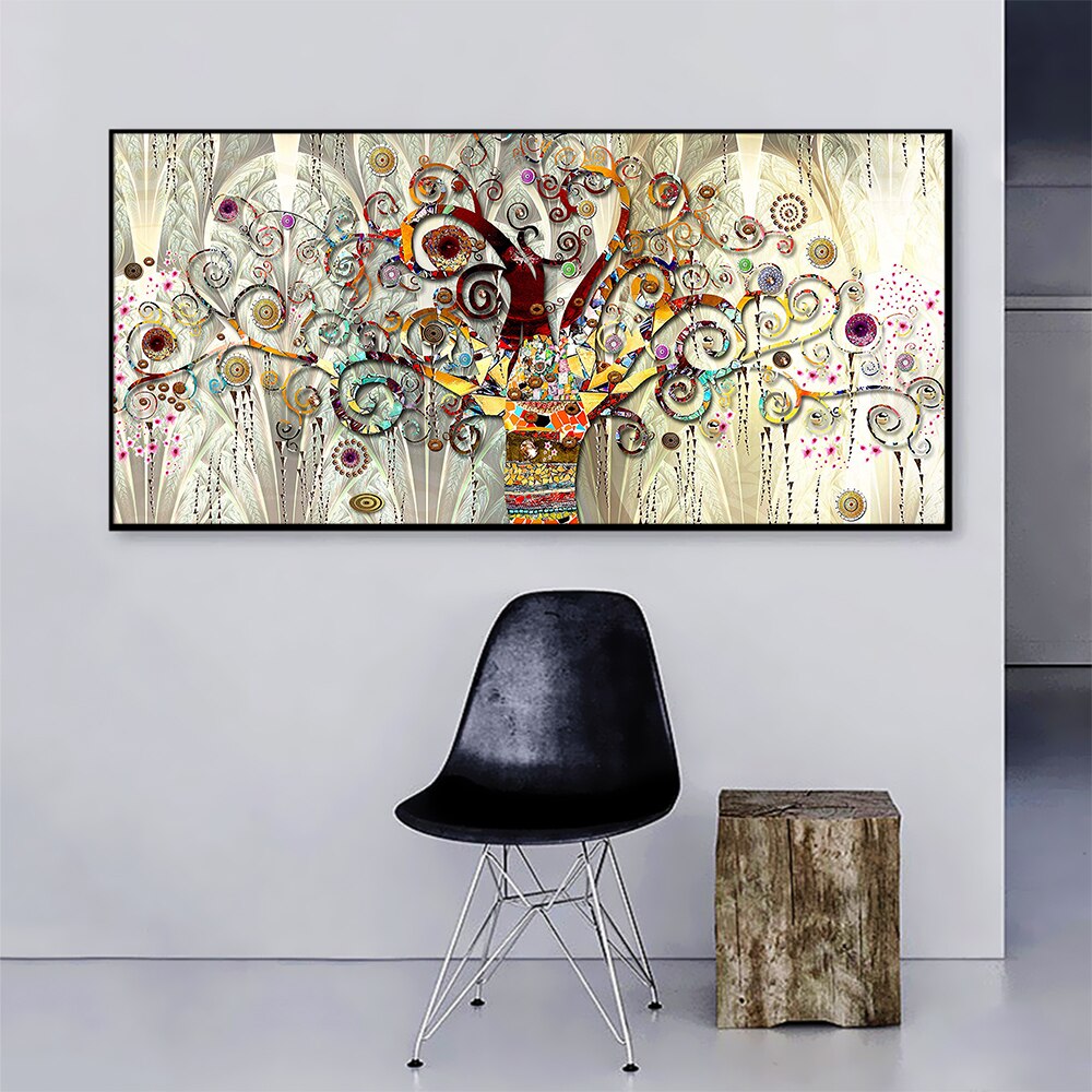 Extra Grote Canvas Prints Moderne Abstracte Gouden Boom Olieverfschilderij Canvas Nordic Visual Artist Woondecoratie Muurkunst Schilderij 55x110cm Frameloos