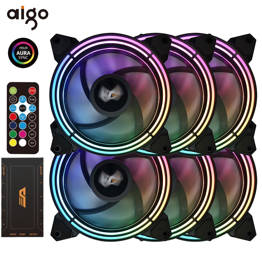Aigo Computer Case Cooling Rgb Fan 120 Mm Stille Ir Remote Kleurrijke Fan CF11 Asus Aura Sync Cooler Cooling Passen led Pc Case Fan