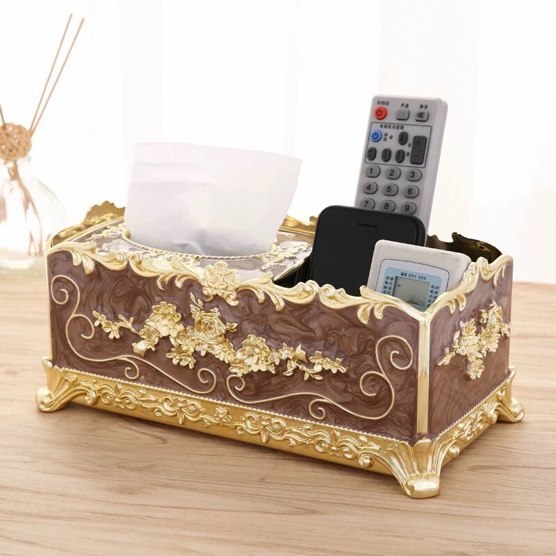 Boîte à mouchoirs en acrylique, porte-serviettes universel de luxe européen et , décoration d'hôtel, maison, bureau, KTV: Bleu