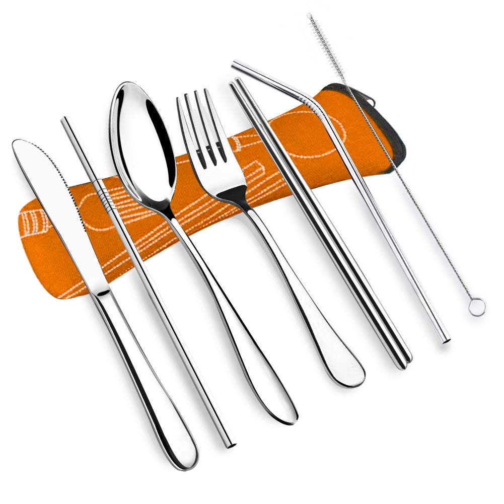 Servis set rostfritt stål servis med vete halm handtag kniv gaffel sked middag set kök servis
