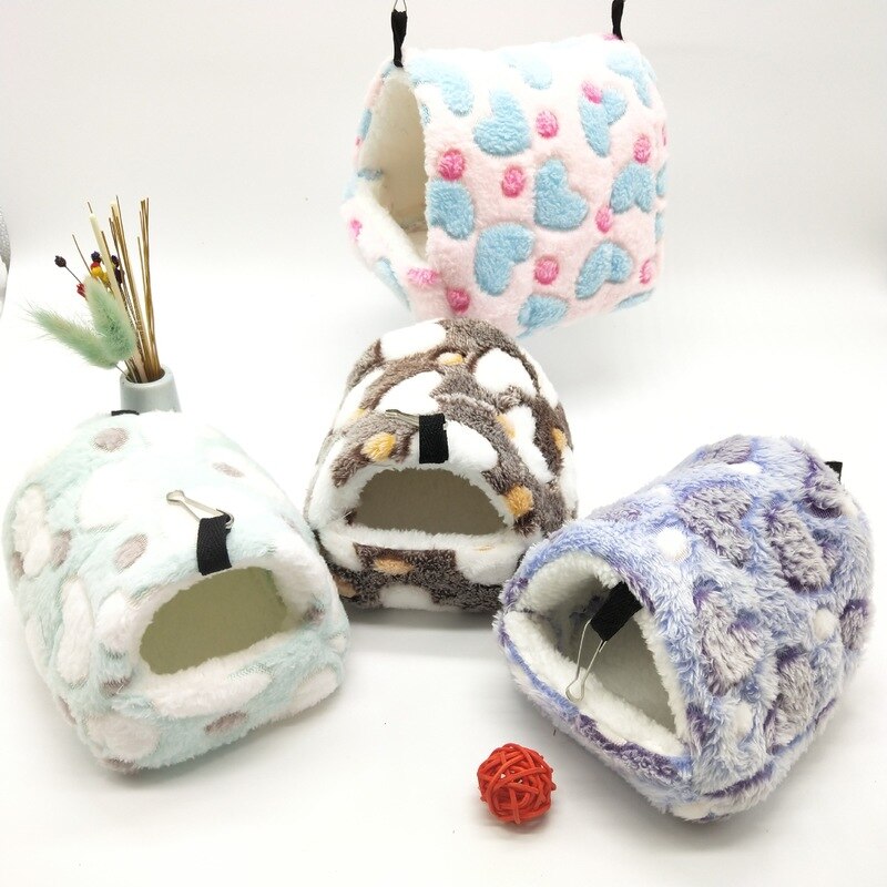Cute Small Pet Bird Parrot Hamster Soft Comfortable Cage Plush Hanging Hammock Nest House Sleeping Bed Warm Nest Pet Products