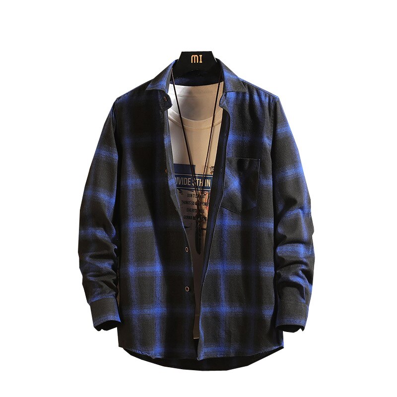 Herr gul långärmad buffel koreanska flanellskjortor 4xl män hip hop streetwear kläder