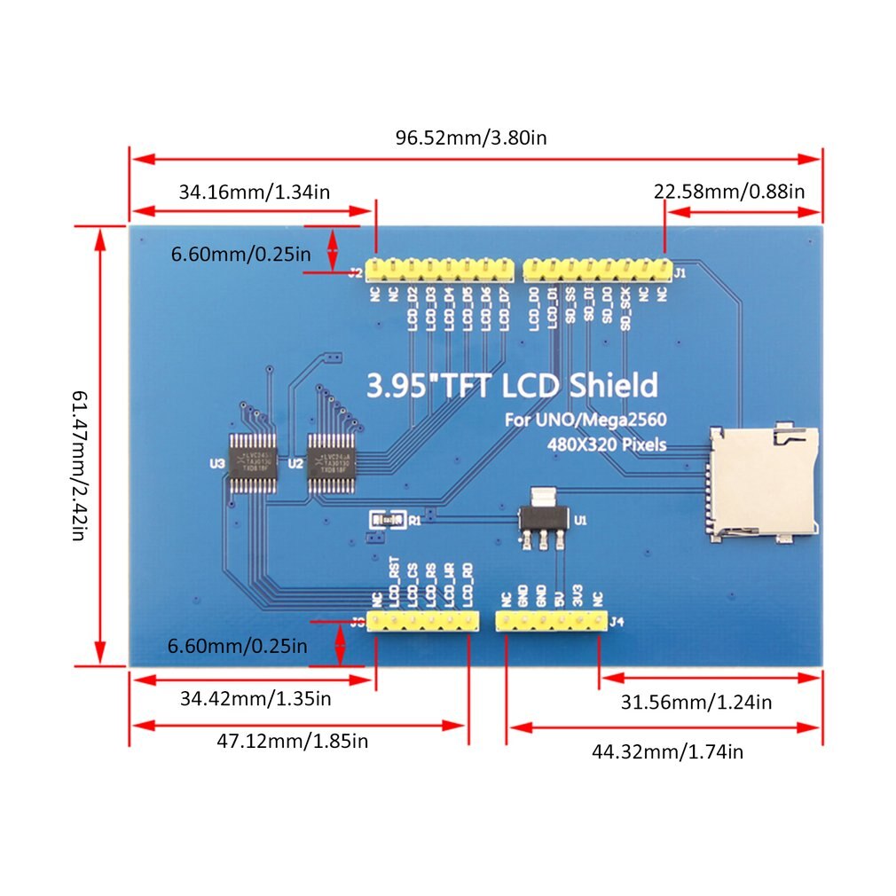 3.95 inch tft lcd-touchscreen 480 x 320 ch340g mega 2560 r3 -bord voor arduino-vervangingsscherm