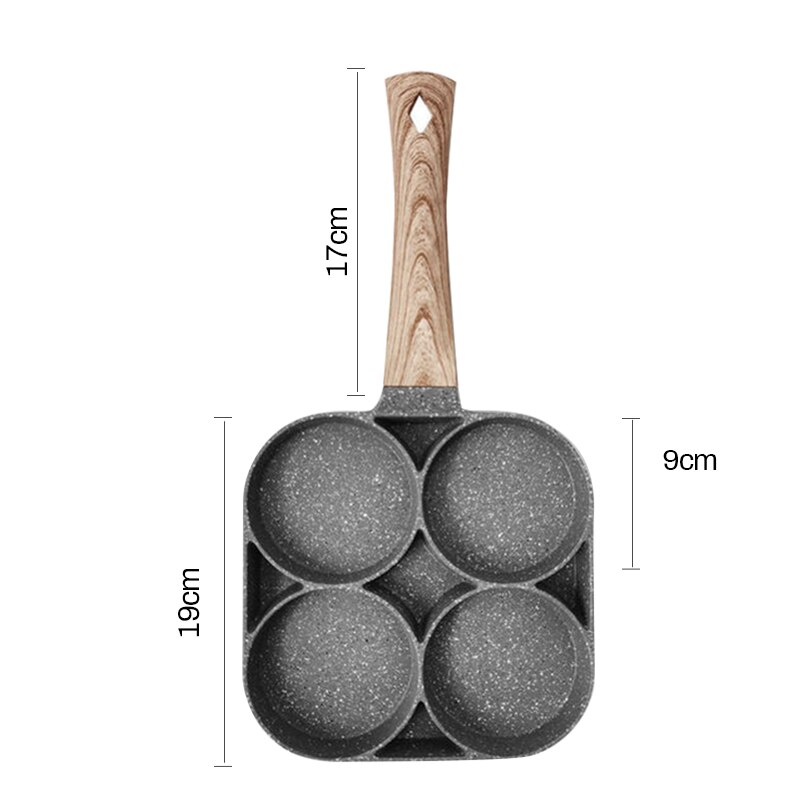 Four-hole Pancake Pan Frying Pan Pots Cooker Egg Tools Durable Non-stick Pans Pancake Maker Sauce Pans Utensils For Kitchen: Wood Pattern