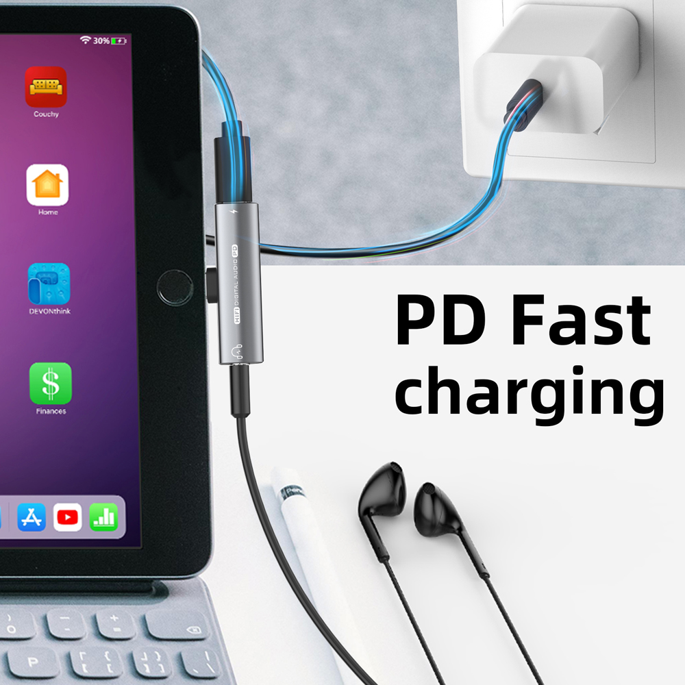Adapter USB C na gniazdo 3,5 MM do iPhone'a 15 S24U PD 30W 2 w 1 Type-C 3 5 Audio Earphone Converter Digital Decode 32bit 384KHz