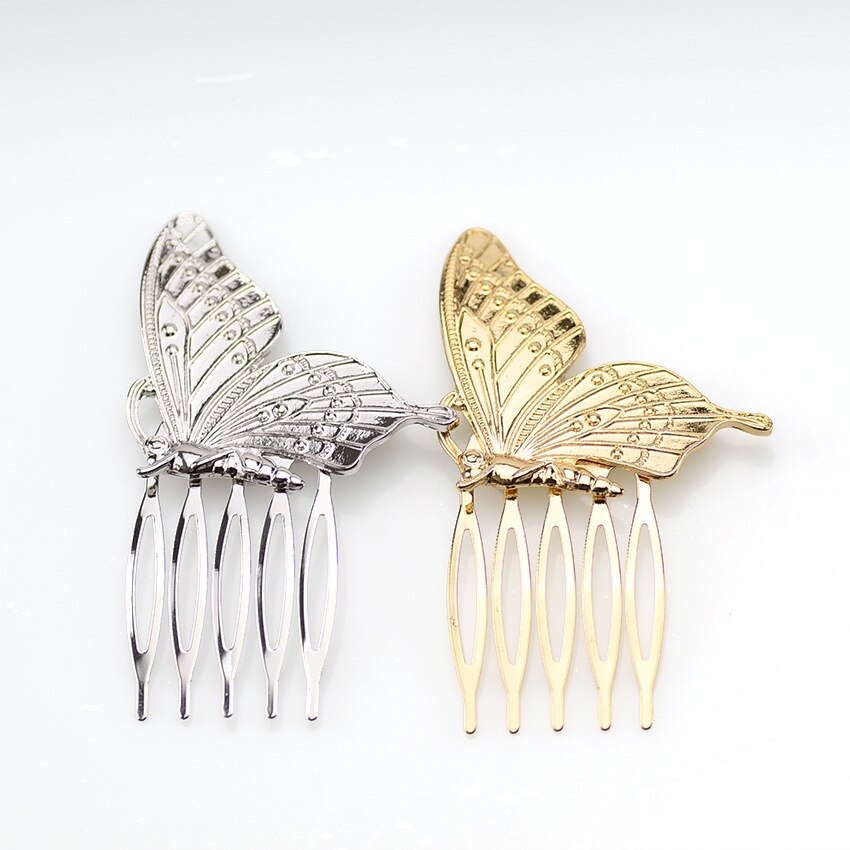 Peine de mariposa para niña, pinzas para el pelo de aleación, accesorios para el cabello para mujer, horquillas doradas y plateadas, 1 unidad