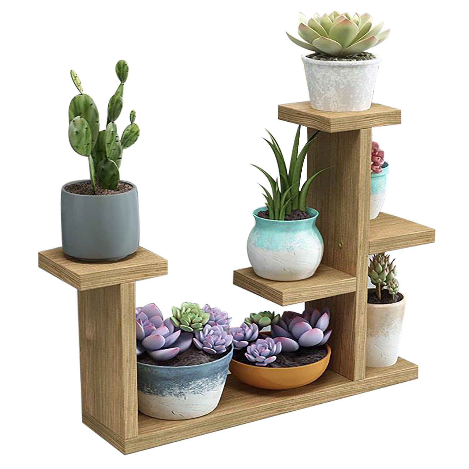 Rack Shelf Flower Display Stand Simple Indoor Organizer Bonsai Desk Balcony Garden Wooden Plant Shelves: A2