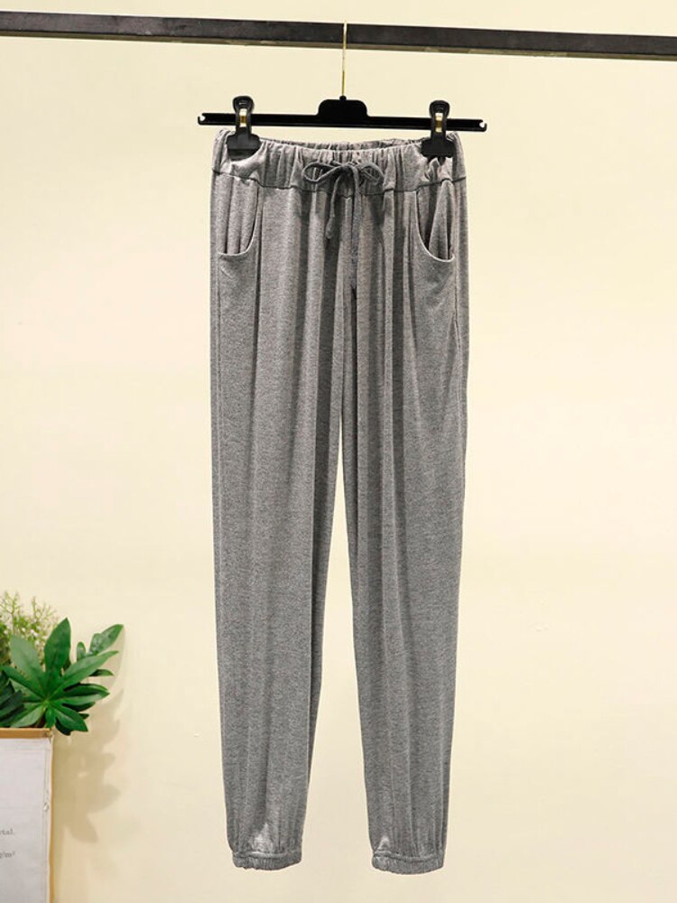 Pantalon de sommeil pour femmes, Simple et confortable, taille élastique, poches, loisirs, Slim, Vintage, été: dark-pockets / L