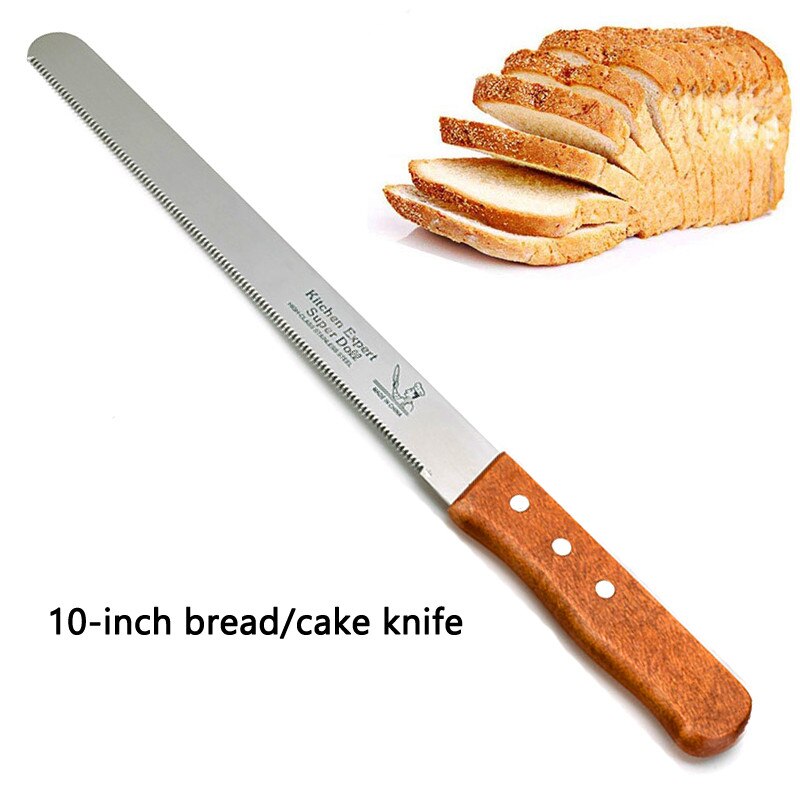 Keuken Houten Handvat Gekarteld Cake Mes Rvs Broodmes Cake Cutter/Leveler Brood Slicer Broodjes Snijden Snijden