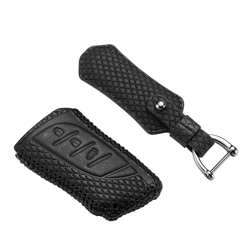 luckeasy car key cover for lexus LC LS ES Case Remote Keys Shell leather key4y: black 4