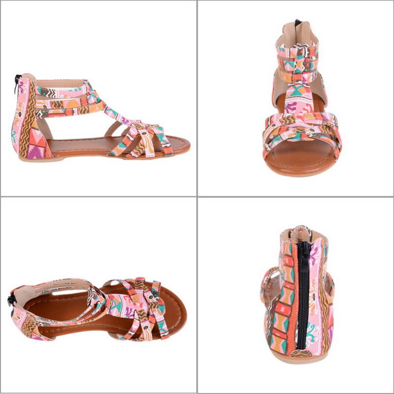 Bohème femme plage chaussures plates sandales à la imprimé mujer coloré femme plage sandales décontracté grande taille chaussures en plein air