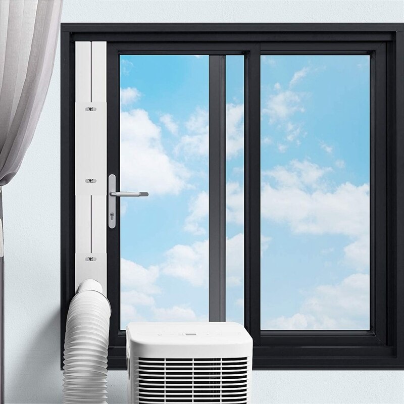 Kit de ventana de aire acondicionado con acoplador, sello de ventana ajustable para unidad de CA, Kit de ventilación de CA deslizante para manguera de escape