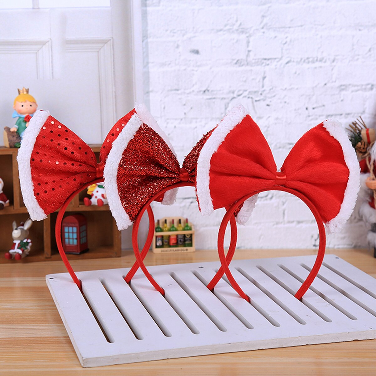 Weihnachten Stirnband Santa Weihnachten freundlicher Erwachsene Hütte Phantasie Kleid Hütte groß Bowknot Doppel Kopf Band Zubehör