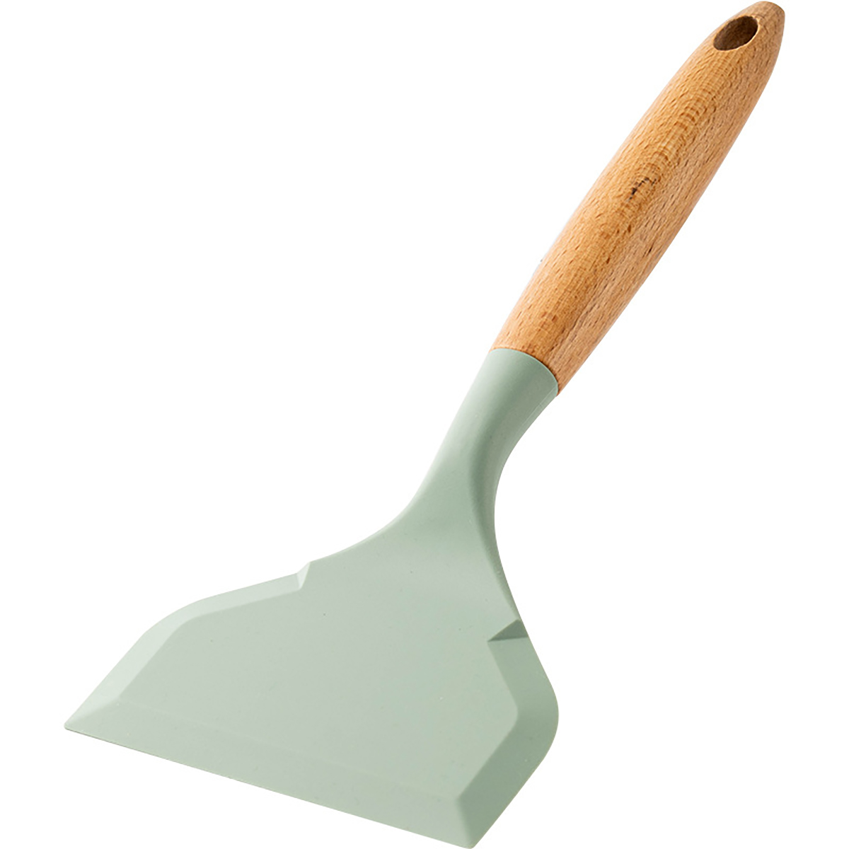 Espátula de silicona con mango de madera, espátula antiadherente de boca ancha para freír, termoestabilidad, herramienta de cocina, 1 ud.: Caqui oscuro