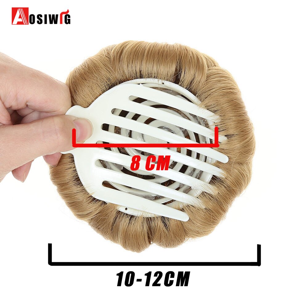 Women Chignon Hair Bun Donut Clip In Hairpiece Extensions 9 Flowers Roller Synthetic High Temperature Fiber Chignon AOSIWIG