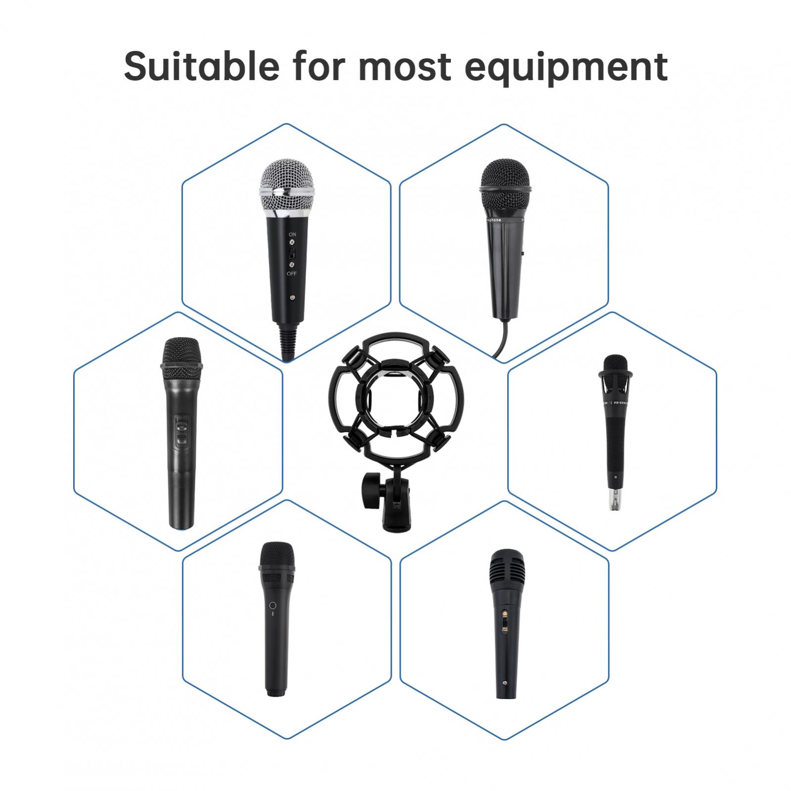 Mic Stand Desk Table with Weighted Base, Pop Filter, Shock Mount, Mic Clip Desktop Microphone Stand with Phone Holder