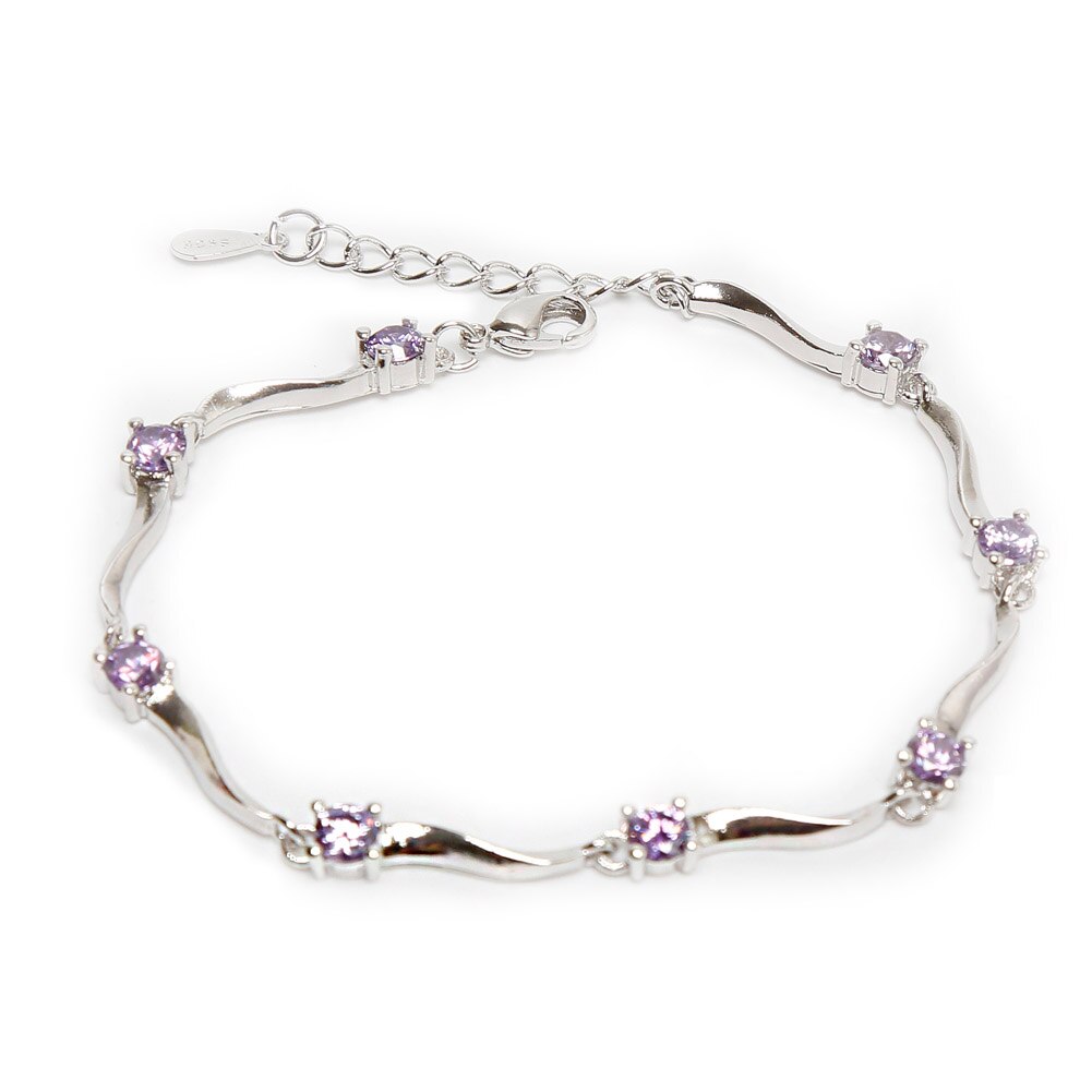 Women Crystal Bamboo Chain Bracelet Jewelry: purple