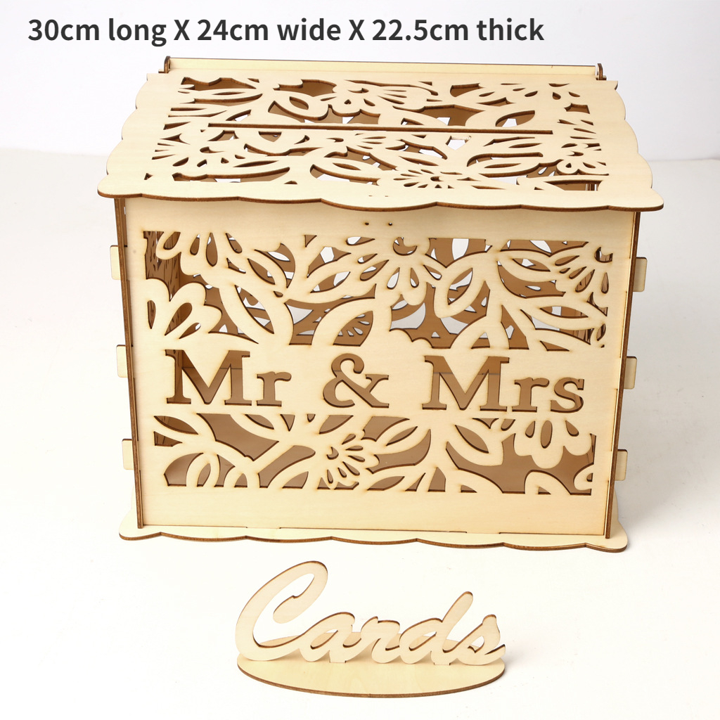 Wedding Card Boxes Wooden Box Wedding Decoration MR&amp;MRS Bride and Groom Wedding Supplies DIY Crafts Valentines Day Wedding Box: JM01377-L