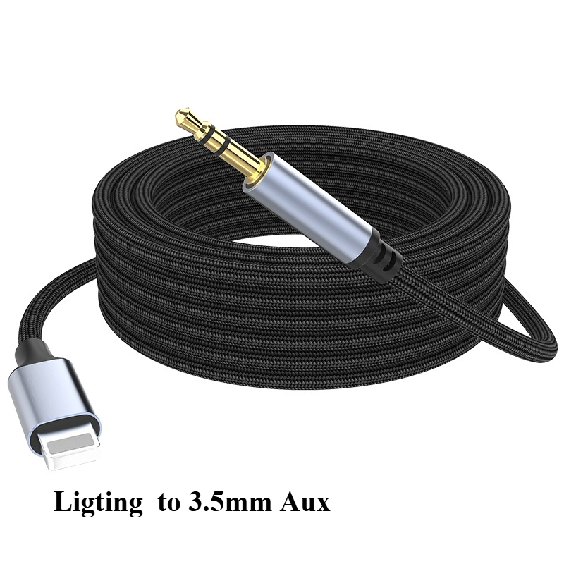 For iphone aux-ledning iphone 3.5mm hodetelefonlydkontakt aux-kabel biladapter for iphone 15 14 13 12 11 pro max xs xr  se 8 pluss: Rød / 1.5m