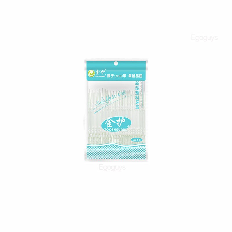 100 st tvåsidiga plasttandpetare rena tänder interdentalborste tandtråd munhygienvård tandpetare verktyg 6.3cm