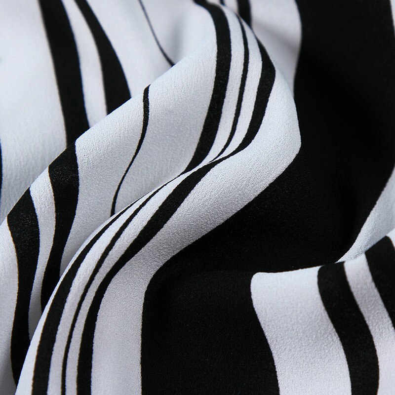 Black and White Vertical Stripes Chiffon Dress Pants Fabric: Default Title