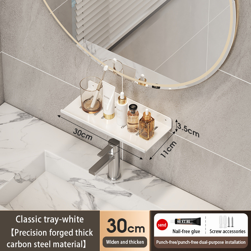 Bathroom U-Shaped Rack Wall Mount Floating Shelf Over Sink Organizer Wash Basin Groove Rack Punch-Free Storage Accessories