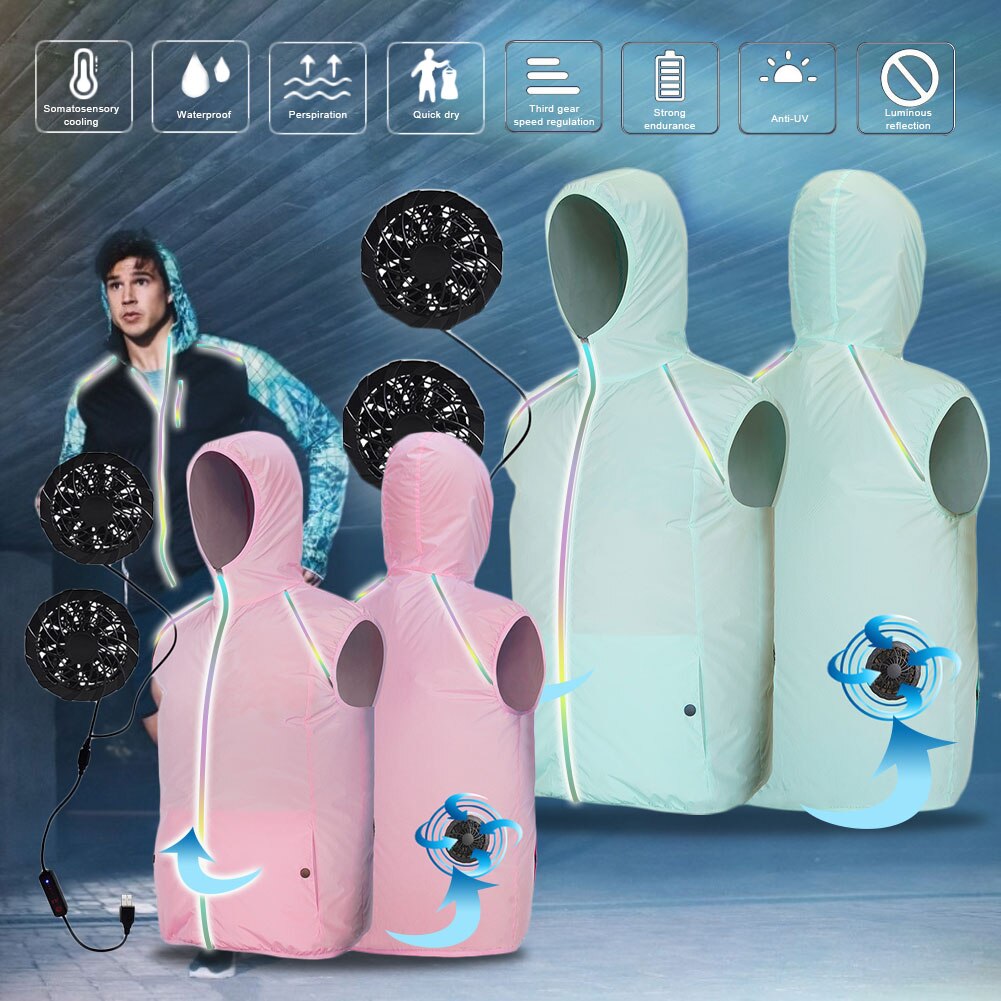 Gilet de Protection contre le soleil pour hommes et femmes, avec ventilateur rafraîchissant, pour climatisation, d&#39;extérieur, chargeur USB, UPF50 +, été