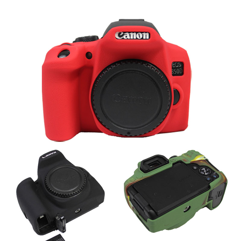 Camo Zwart Rood Beschermende Body Zachte Siliconen Rubber Case Voor Canon Eos 850D Camera Tas Skin Cover Shell