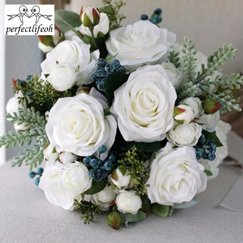 Perfectlifeoh bryllupsbuket saftige planter grønne kunstige brudebuketter de mariage bryllupsbuket