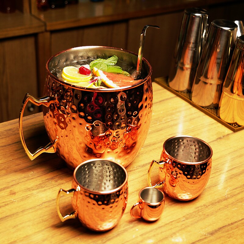 Caneca gigante 5l de martelado moscow mule, caneca mega caneca moscow mule caneca balde de gelo