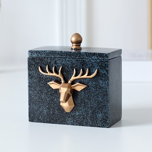 Deer Head Craft Toothpick Holder Tabel Storage Box Toothpick Dispenser Container Toothpick Dispenser: Texblue-S