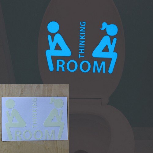 Funny Smile Bathroom Wall Stickers Glow in the Dark Toilet Sticker Home Decor Waterproof Wall Decals WC Door Decorative Poster: THINKING ROOM BE