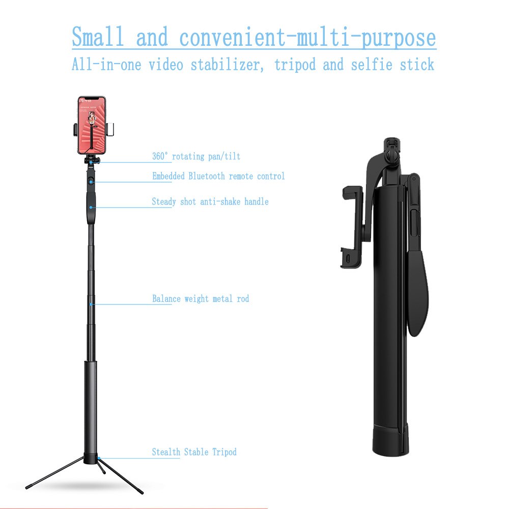 Kijek do Selfie Bluetooth Gimbal Stabilizator 3-osiowy 86cm Stal Nierdzewna dla iPhone Kamery Akcji