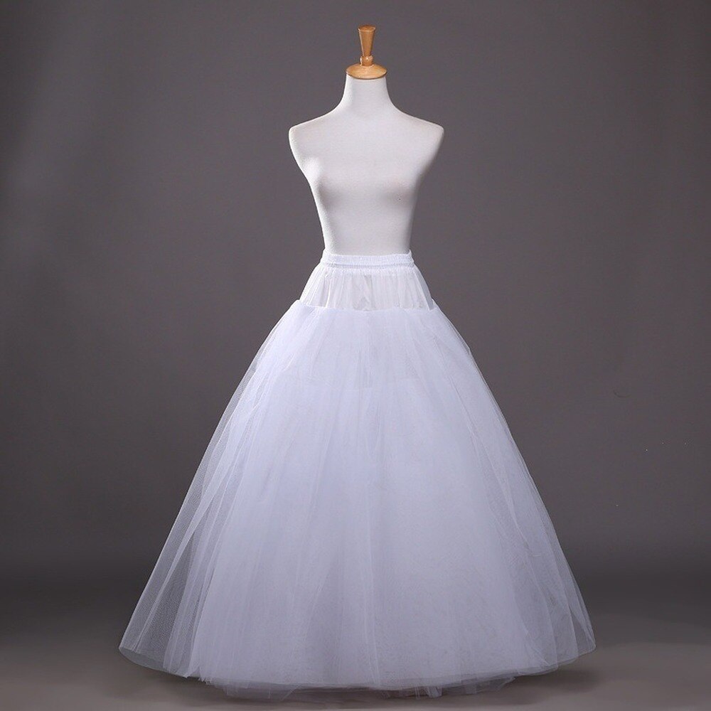 Charmingbridal A-line 4 Layer Hoopless Petticoat Crinoline Underskirt Slips for Wedding Dress White puffy petticoat