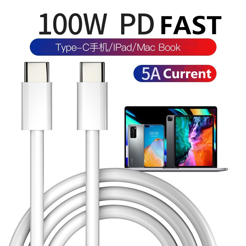 100W Pd Usb C Naar Usb C Kabel Snel Opladen Voor Macbook Ipad Samsung Xiaomi Type C Kabel Data transimission Wire Cord 1/2