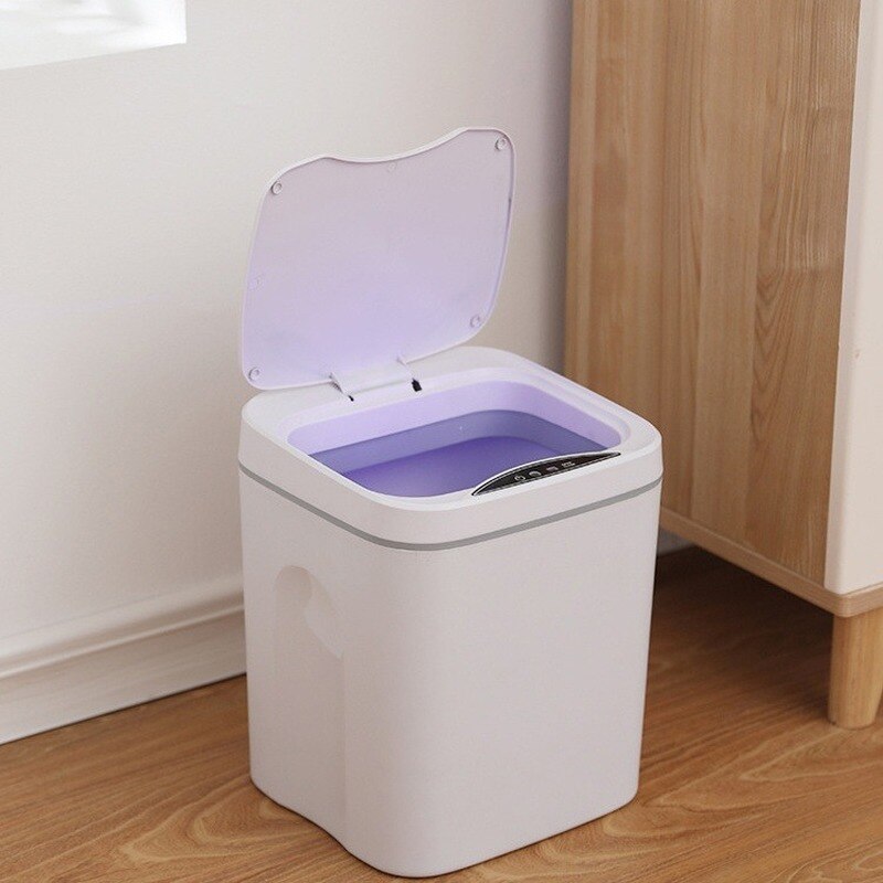 12L Home Automatic Touchless Trash Can Smart Infrared Motion Sensor Kitchen Rubbish Waste Garbage Bin Built-in LED Light