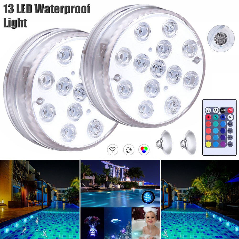 13 led rgb onderwaterlamp op afstand bedienbaar onderwater nachtlampje tuin zwembadlamp voor bruiloft feest vaas kom