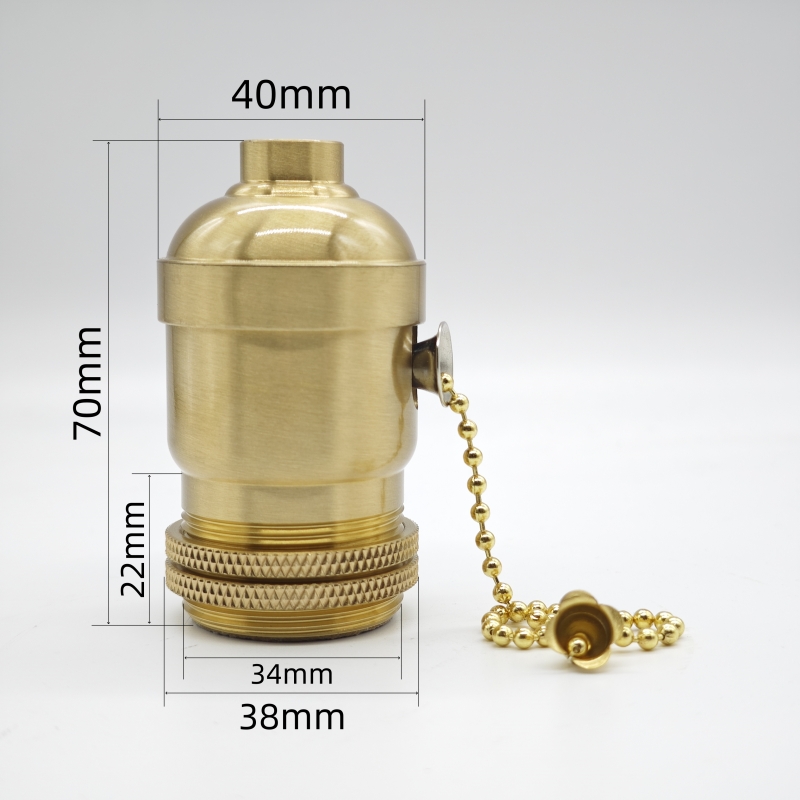 Portalámparas de latón 100% de cobre, perilla de toma de luz eléctrica o interruptor de cadena y tornillo roscado, ajustador de anillo de sombra, Base de iluminación DIY: Rosa