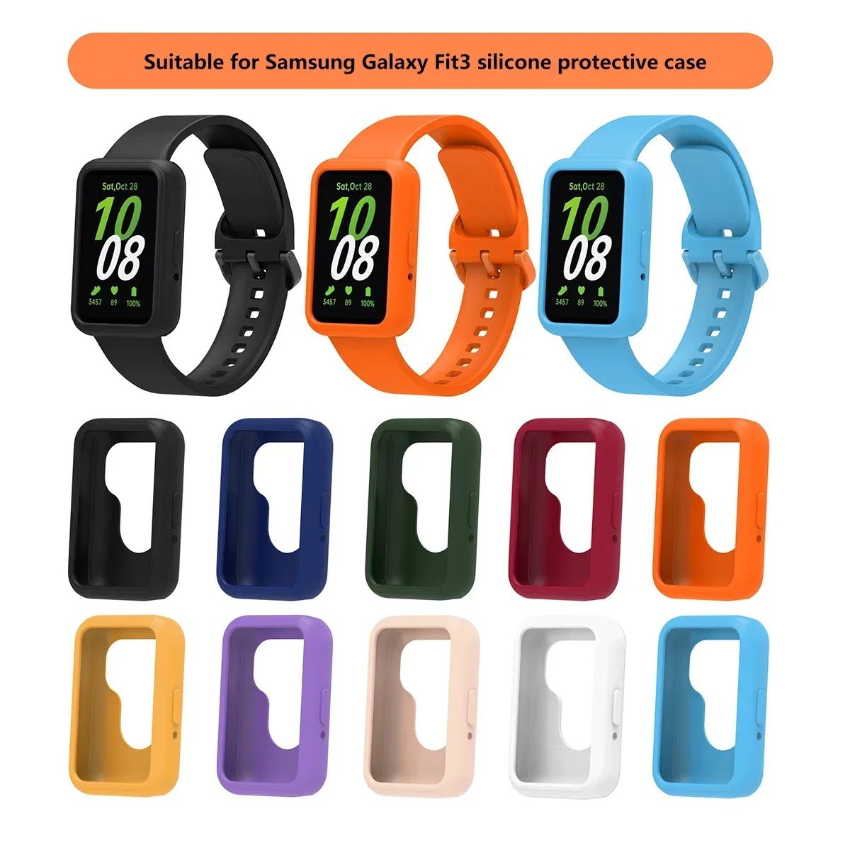 Funda de silicona suave para reloj Samsung Galaxy Fit 3, cubierta protectora de cobertura completa de Color caramelo para reloj Galaxy Fit 3, accesorios