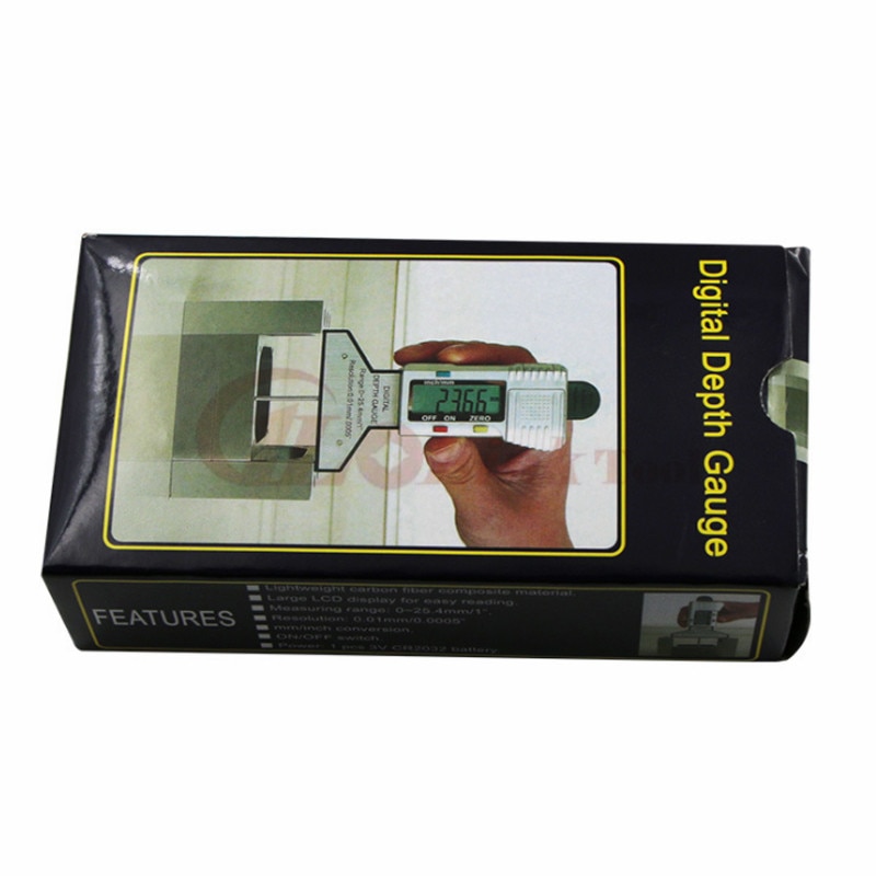 Elektroninen digitaalinen syvyysmittari jarrusatula kulutuspinnan syvyysmittari lcd-renkaan kulutuspinnan mittari autolle 0-25.4mm digitaalinen syvyysmittaustyökalu
