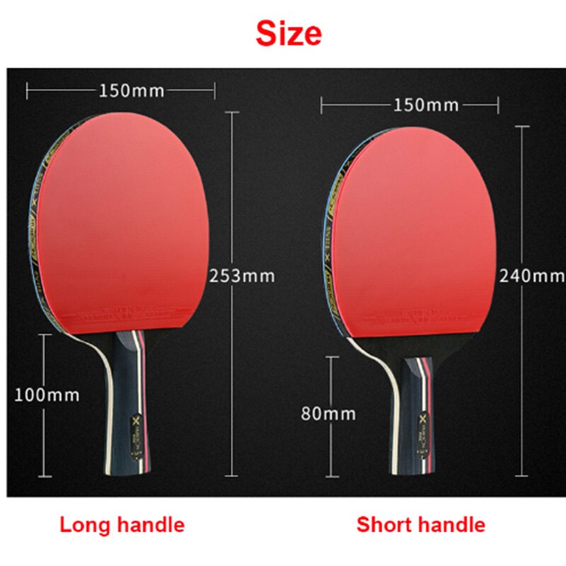 Karbonfiber bordtennisracket huieson ping pong flaggermusblad horisontalt grep gummi pingpong racket