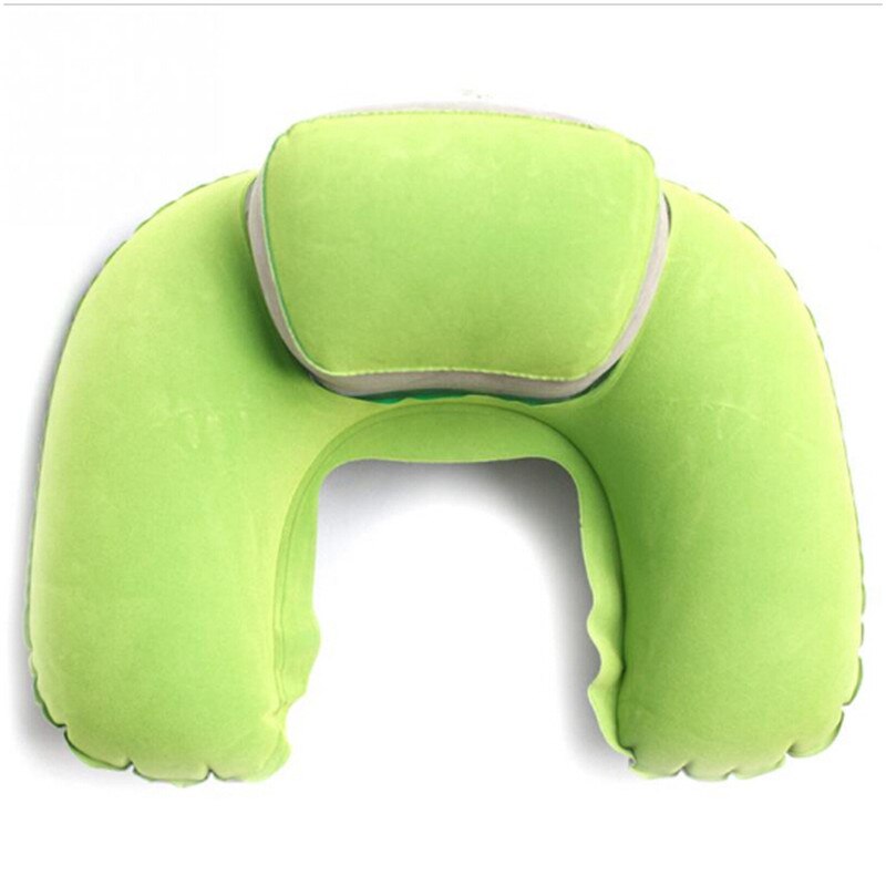 Forma U Blow Up cómodo cojín de cuello de PVC cojín flocado para viajes de vuelo portátil almohada de viaje cojín inflable para cuello