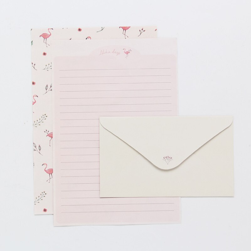 3 Envelope+6 Paper Letter Kawaii Flower Animal Letterhead Stationery School Office Supplies Children Envelope Wedding: White