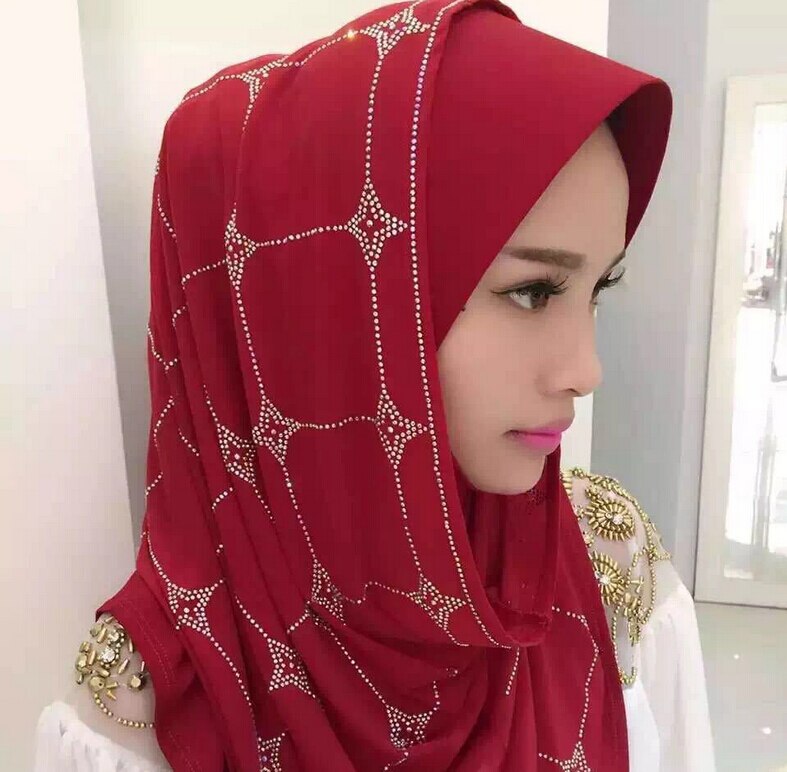 Muslim Scarf Middle East Austria drill Sets of head Female summer Scarf Hui Ethnic style Hijab #8139R0