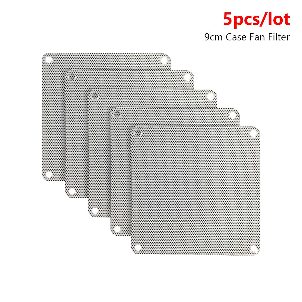 5 Stuks 80Mm 90Mm 120Mm 140Mm Pc Fan Dust Filter Zwart Wit Computer Cooling pvc Mesh Stofdicht Cover Case: 9cm white
