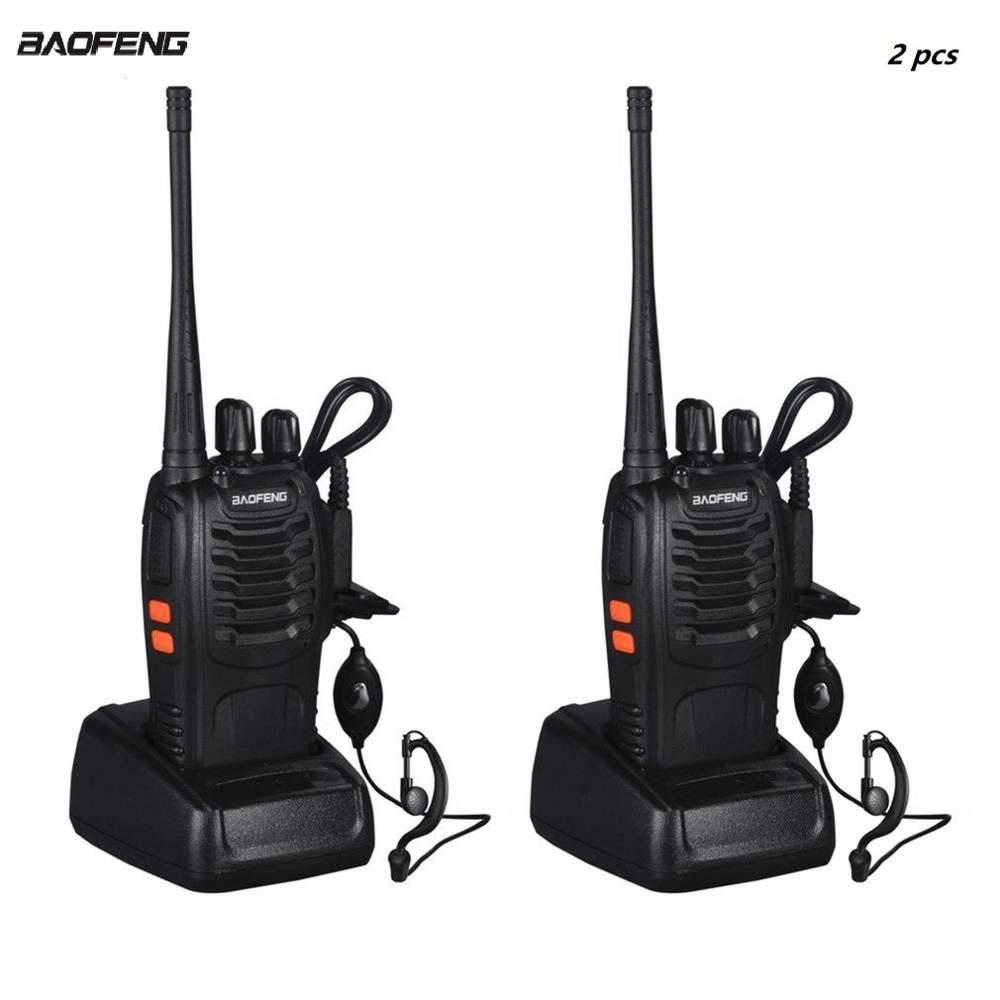 2 Stuks Vhf/Uhf Baofeng BF-888S Draagbare Radio Fm Transceiver Oplaadbare Walkie Talkie In Twee Zintuigen 5W + headset 2-Way Radio: Default Title