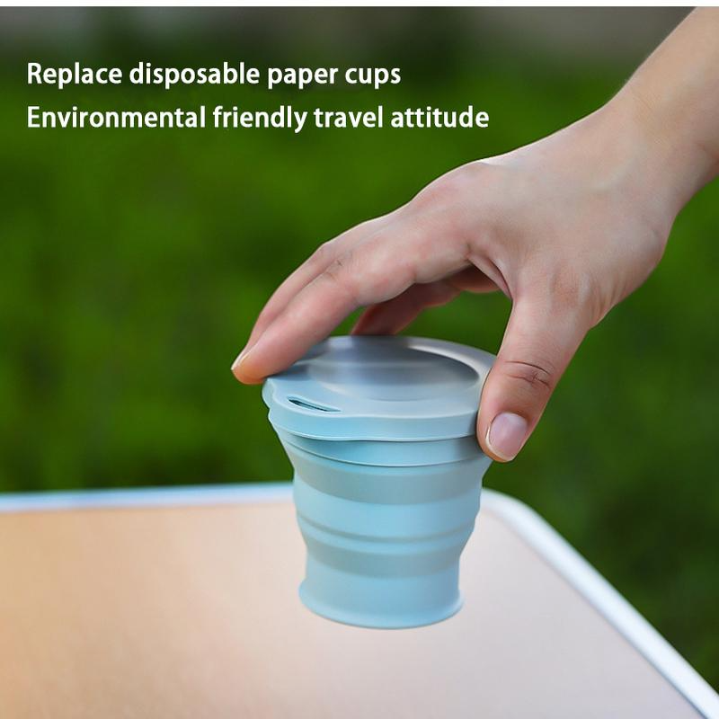Tasse pliante de 180ml, Mini tasse rétractable en Silicone, tasse à thé Portable, café de voyage en plein air, tasse à boire télescopique avec couvercle