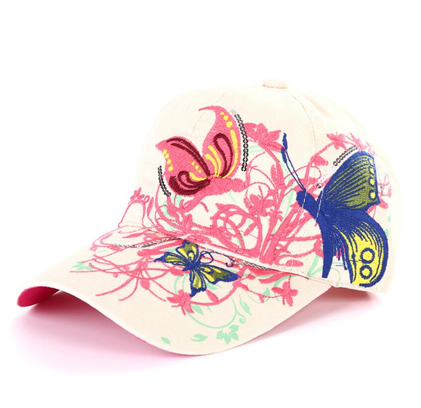Baseballpetten met vlinders en bloemenborduurwerk, zomer- en herfstpetten, meisjes baseballpet