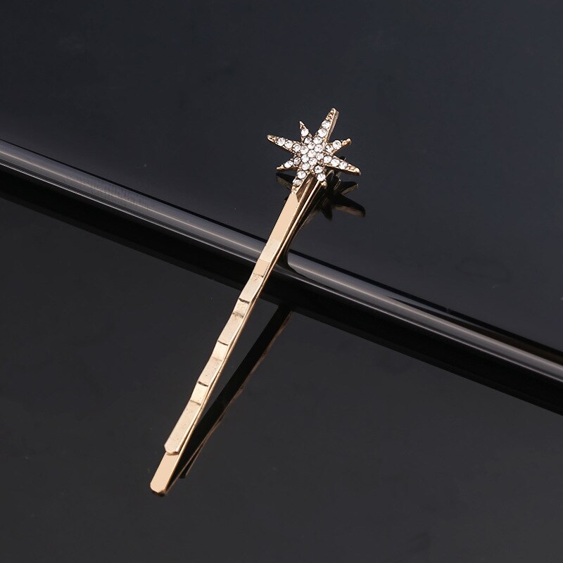 Classique Vintage métal géométrique strass épingle à cheveux cristal lune soleil étoile pince à cheveux femmes épingles à cheveux accessoires bijoux: 2